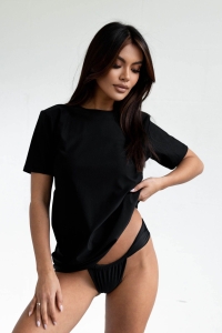 bodya czarna koszulka kąpielowa - t-shirt, ochrona uv, widok z przodu