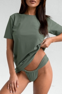 bodya khaki zielona koszulka kąpielowa - t-shirt, ochrona uv, widok z przodu