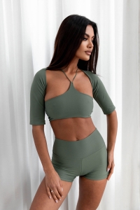 bodya khaki zielony naramiennik -  ochrona ramion przed uv, widok z przodu