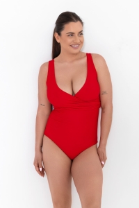 góra od stroju typu wrap zdjęcie na modelce kolor czerwony