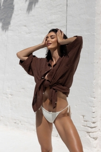 bodya koszula oversize brązowa bawełniana