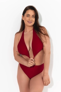 076A9663.jpgbodya malinowa góra stroju kąpielowego na modelce - usztywniana, wiązana, trójkątna