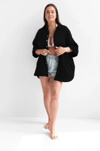 bodya koszula oversize czarna bawełniana