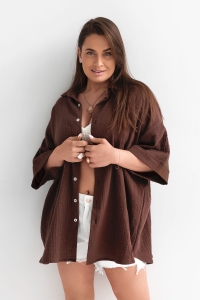 bodya koszula oversize brązowa bawełniana