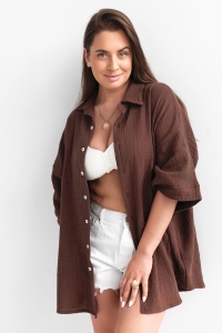 bodya koszula oversize brązowa bawełniana