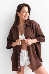 bodya koszula oversize brązowa bawełniana