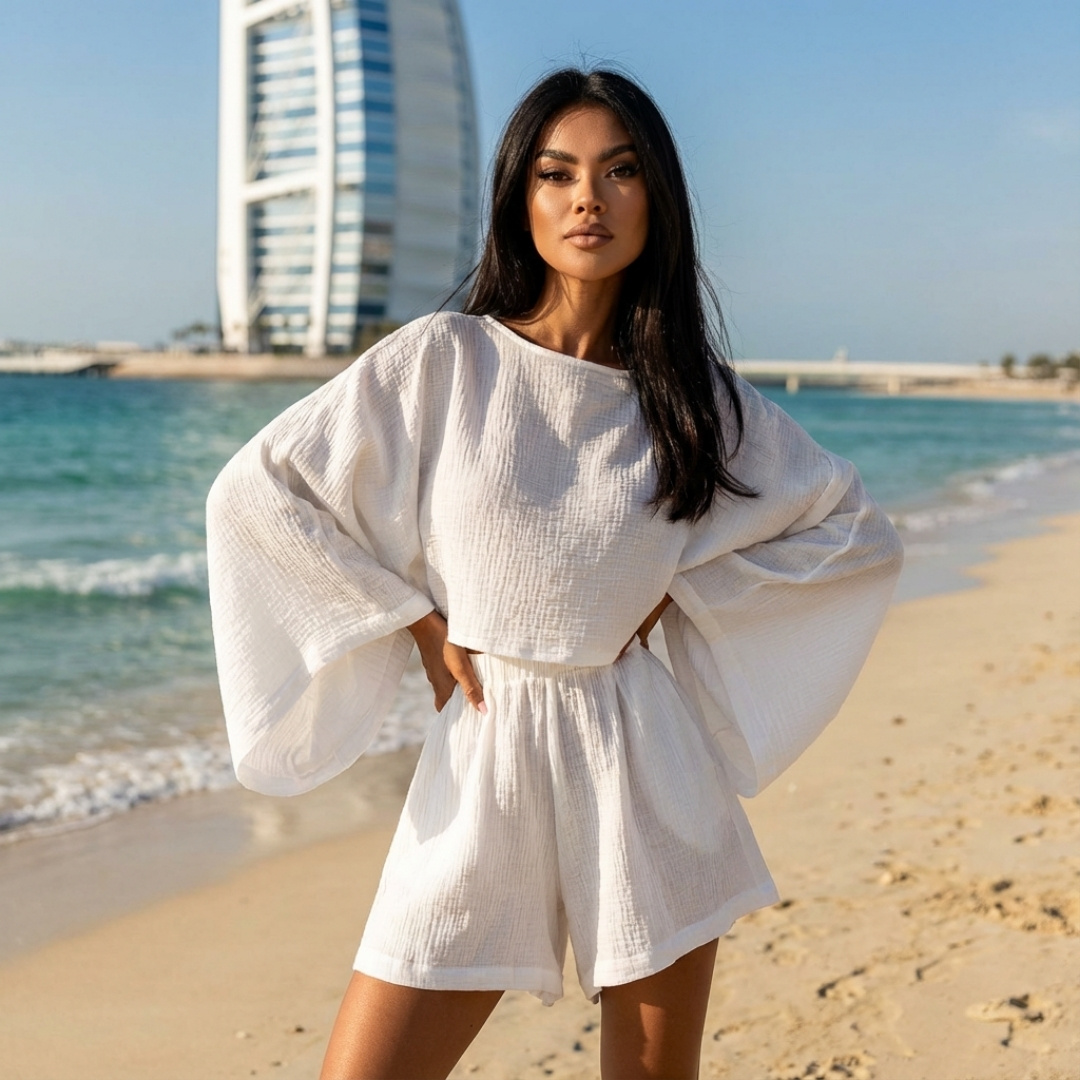 komplet muślinowy biały