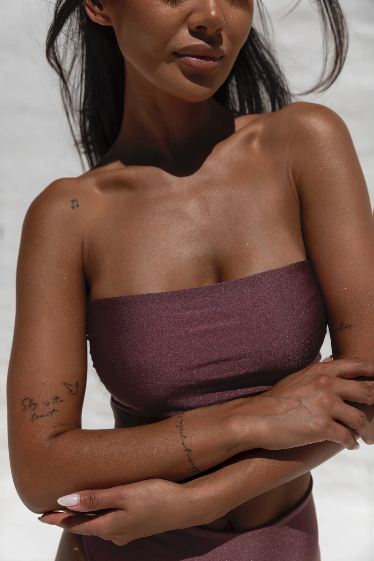 Bandeau Lilac - góra od bikini na mały biust opaska fioletowy