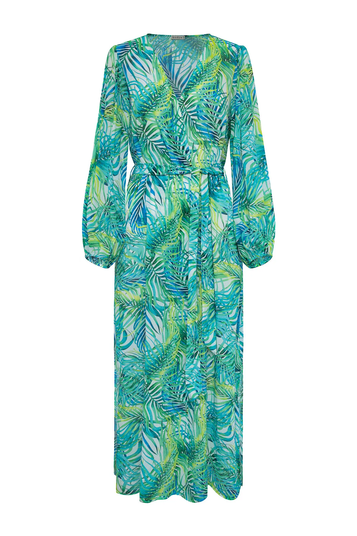 Palmita - szlafrok plażowy kimono w roślinny wzór