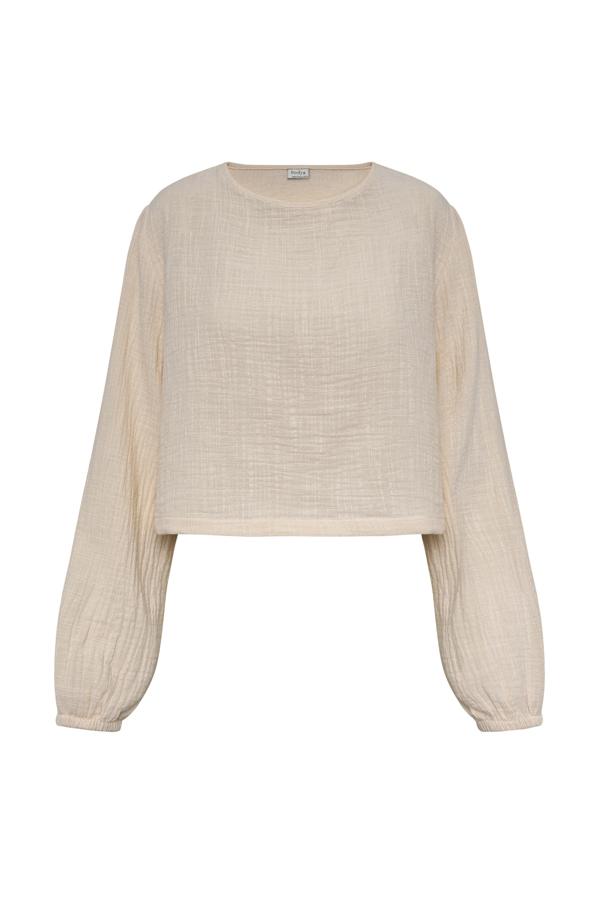 Allora bluzka z długim rękawem typu crop top oversize beżowy