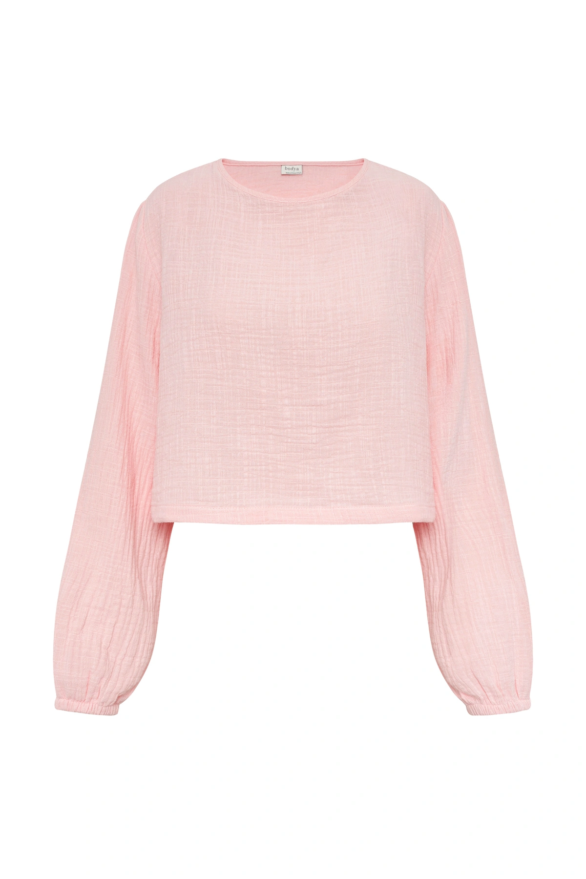 Allora bluzka z długim rękawem typu crop top oversize różowa