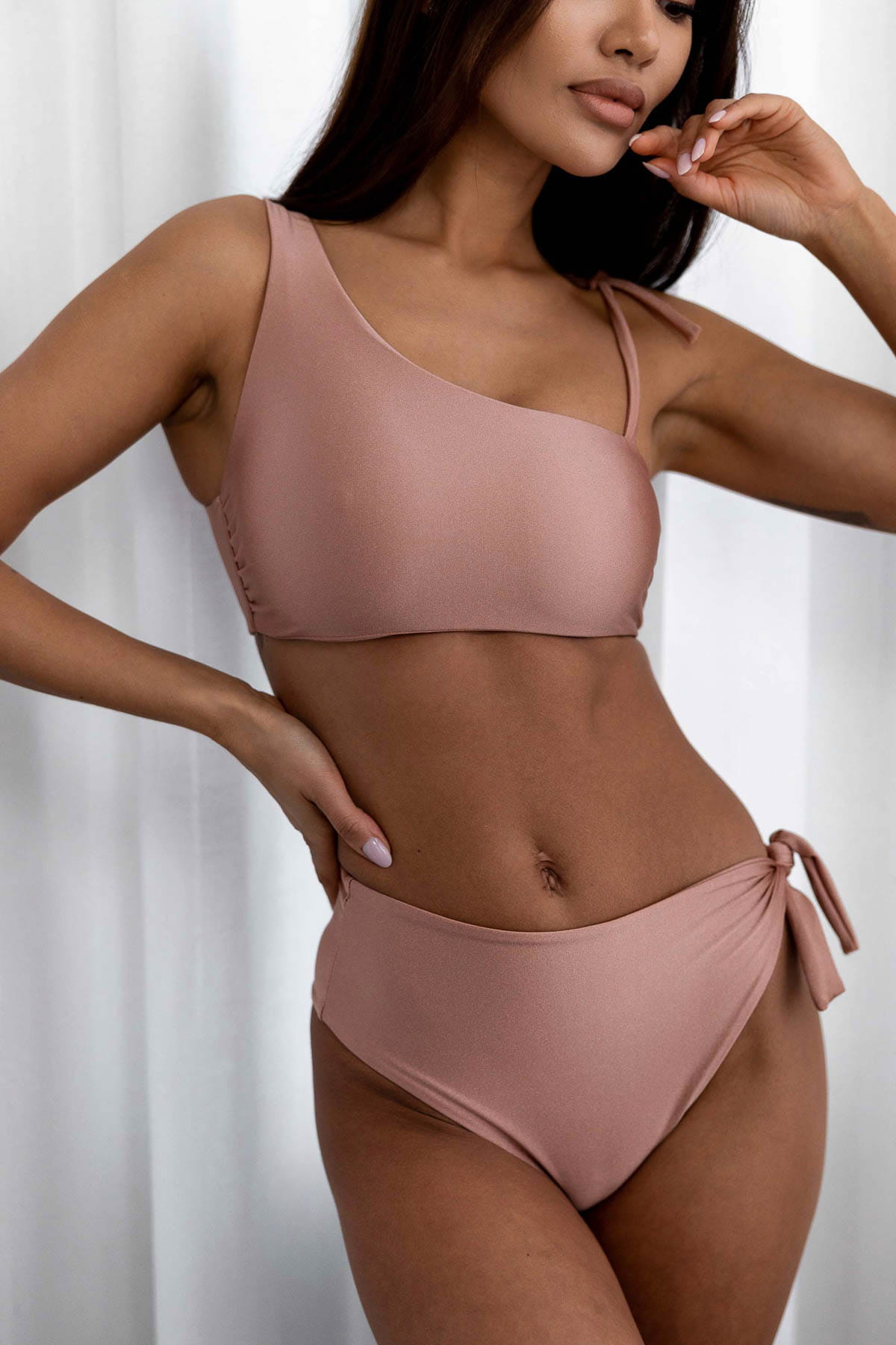 Gaia Paraiso - góra od bikini asymetryczna  brudny róż 