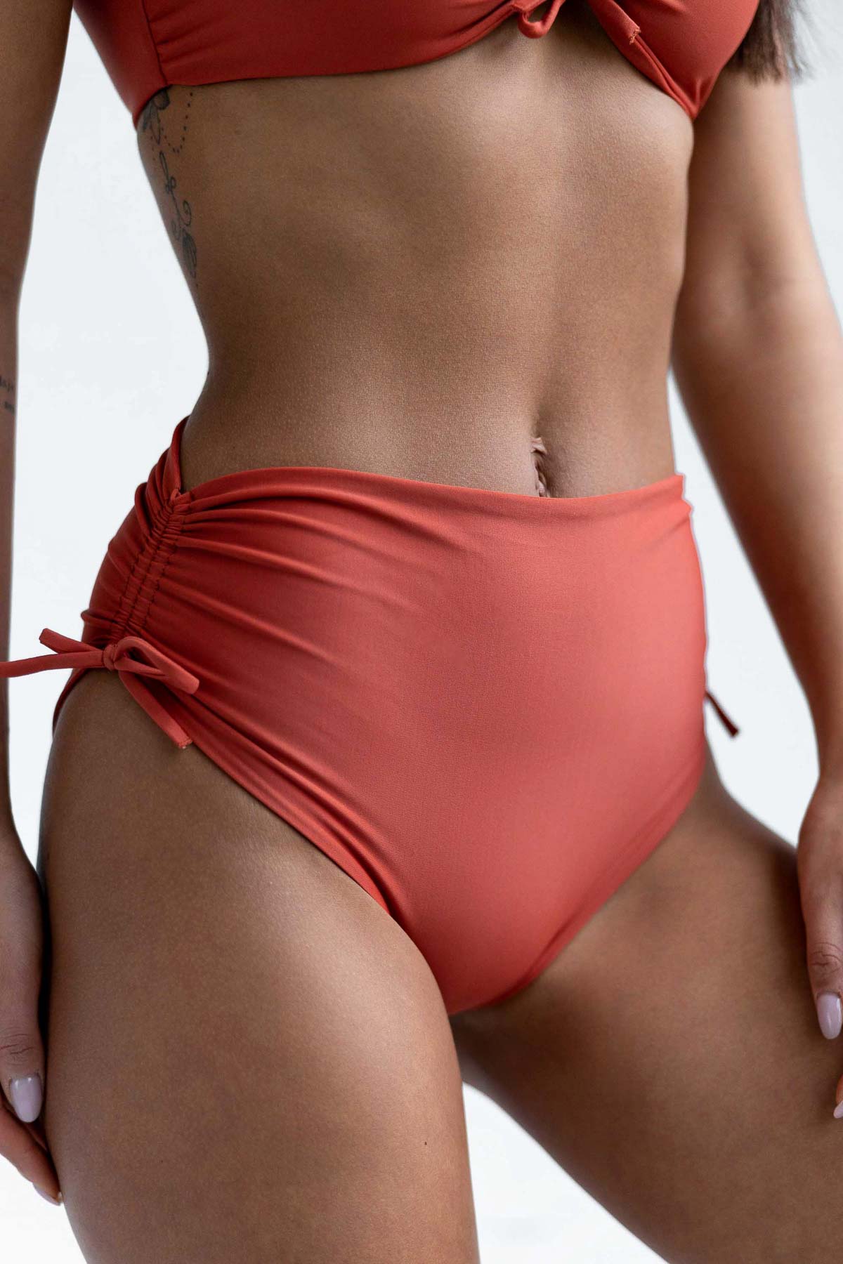 Mare Terracotta - majtki kąpielowe na duży brzuch wysoki stan ceglany 