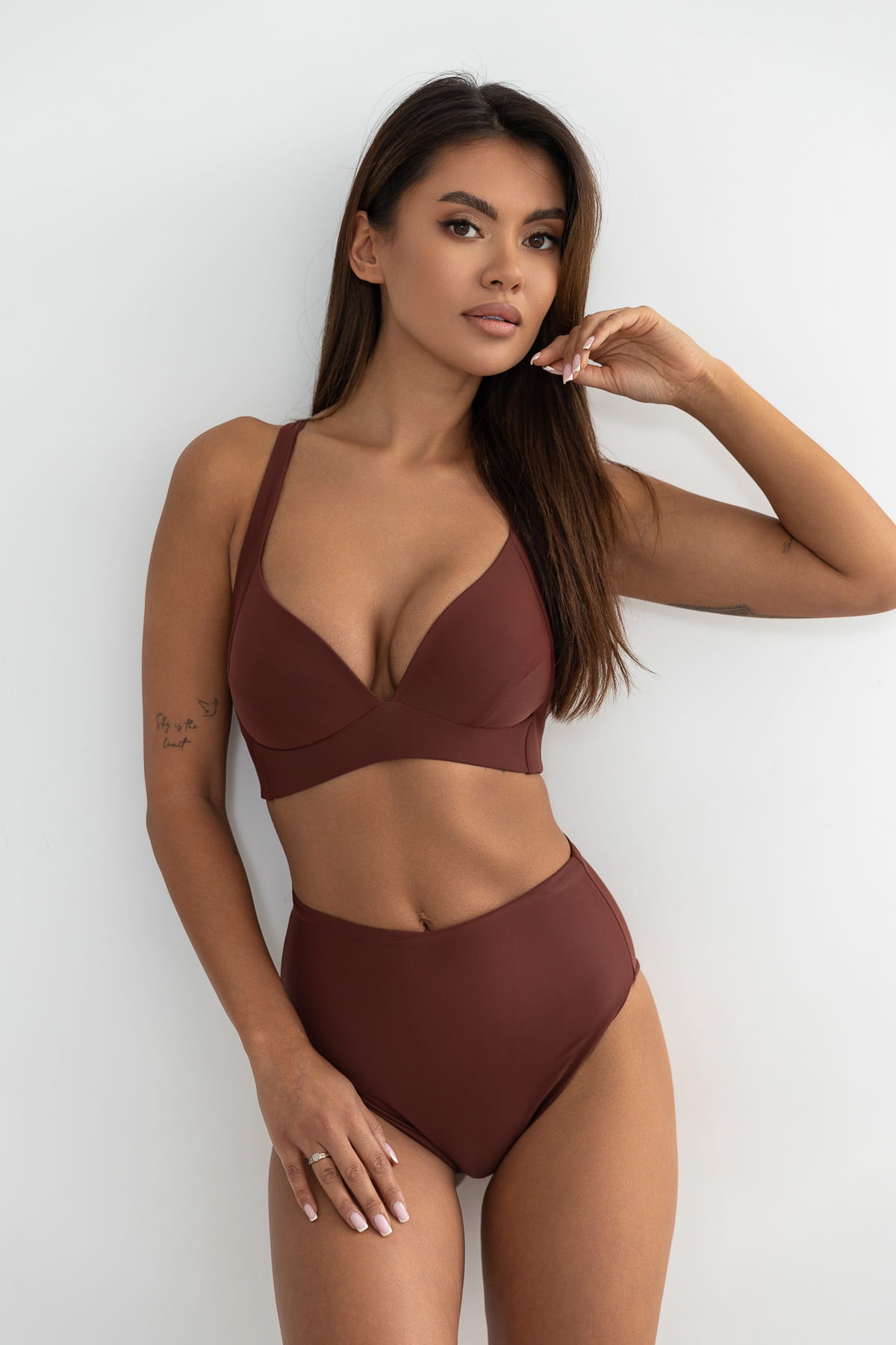 Mira Choco - góra od bikini push-up usztywniana brązowy 