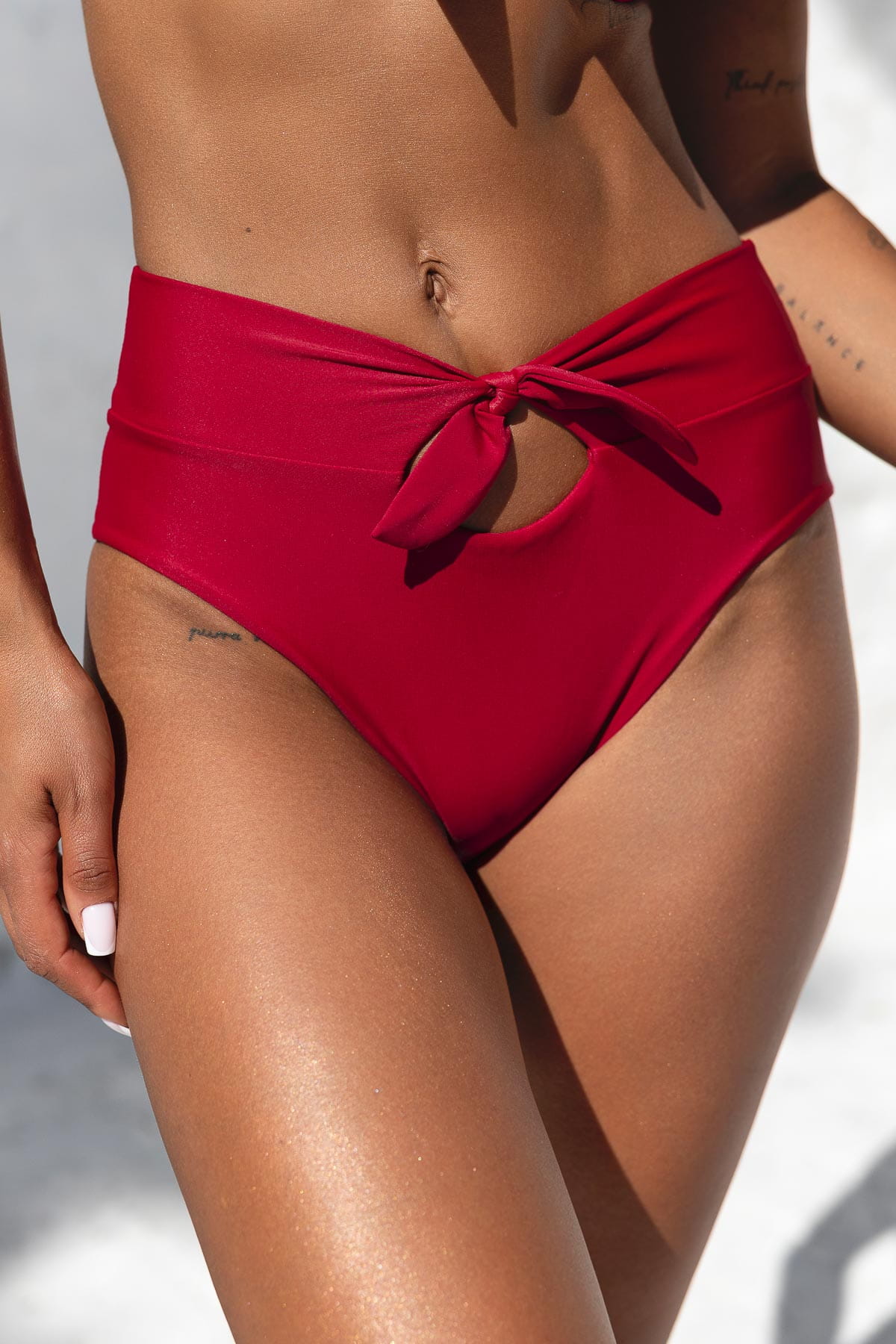 Isla Sangria - dół od bikini wysoki stan bordowy