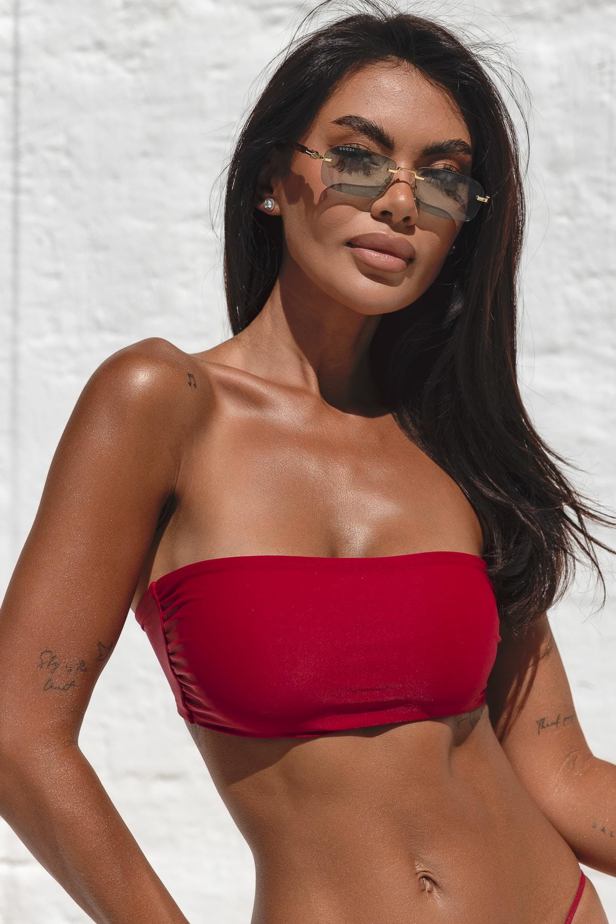 Bandeau Sangria - góra od bikini na mały biust opaska bordowy 