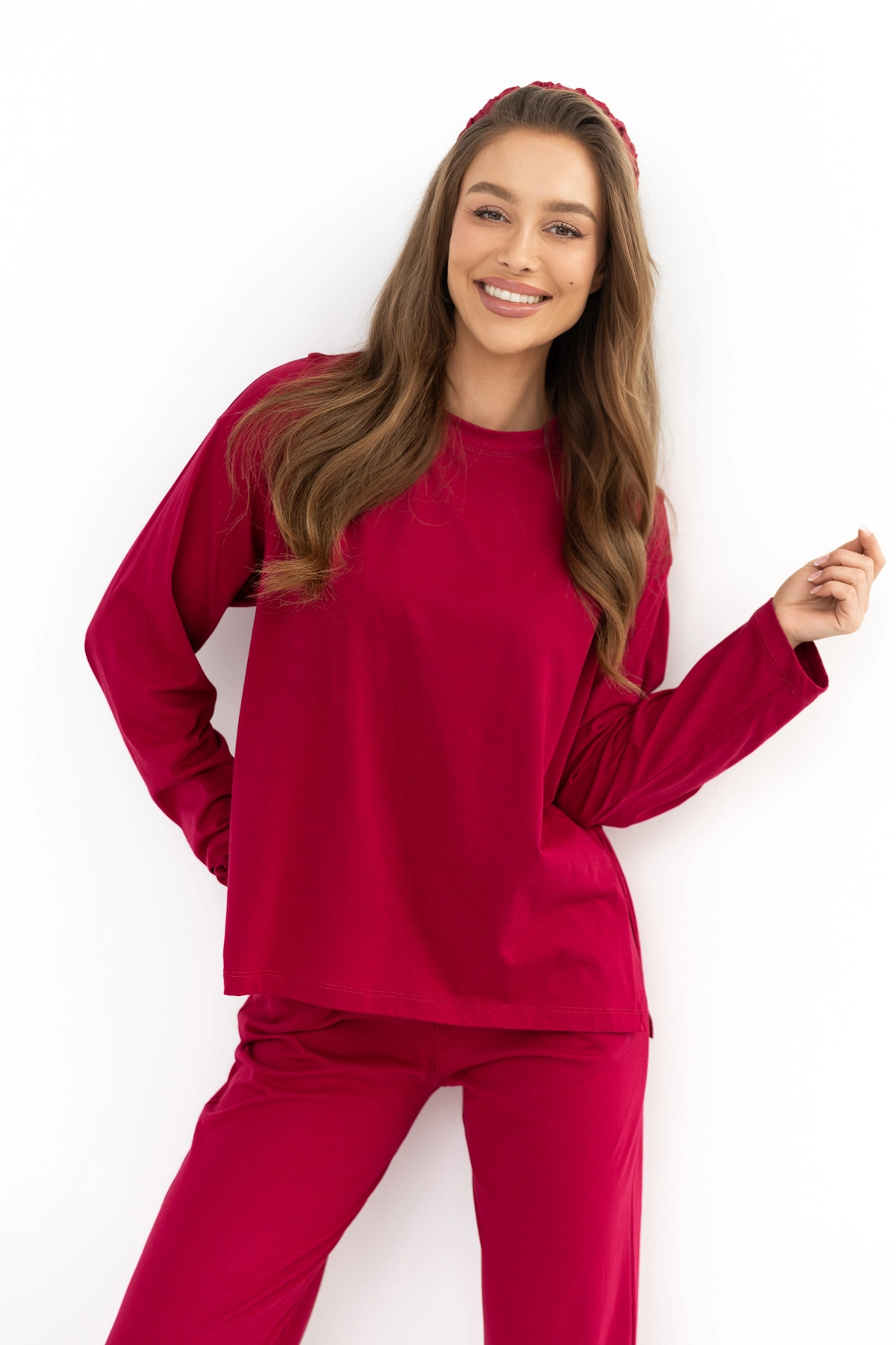 Camisa Sangria - bluzka z długim rękawem malinowa