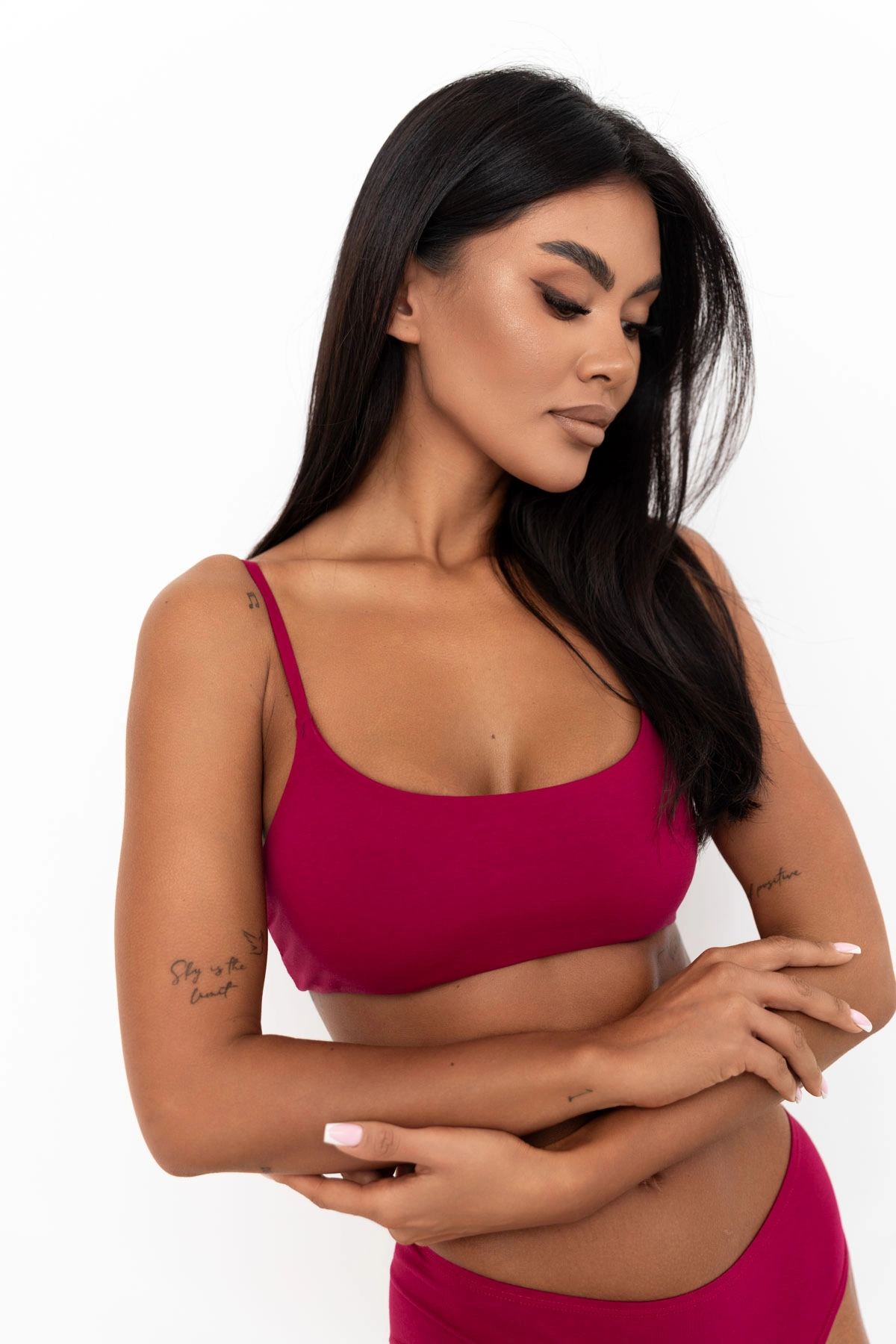 Aya Bralette Sangria - biustonosz miękki bawełniany bordowy
