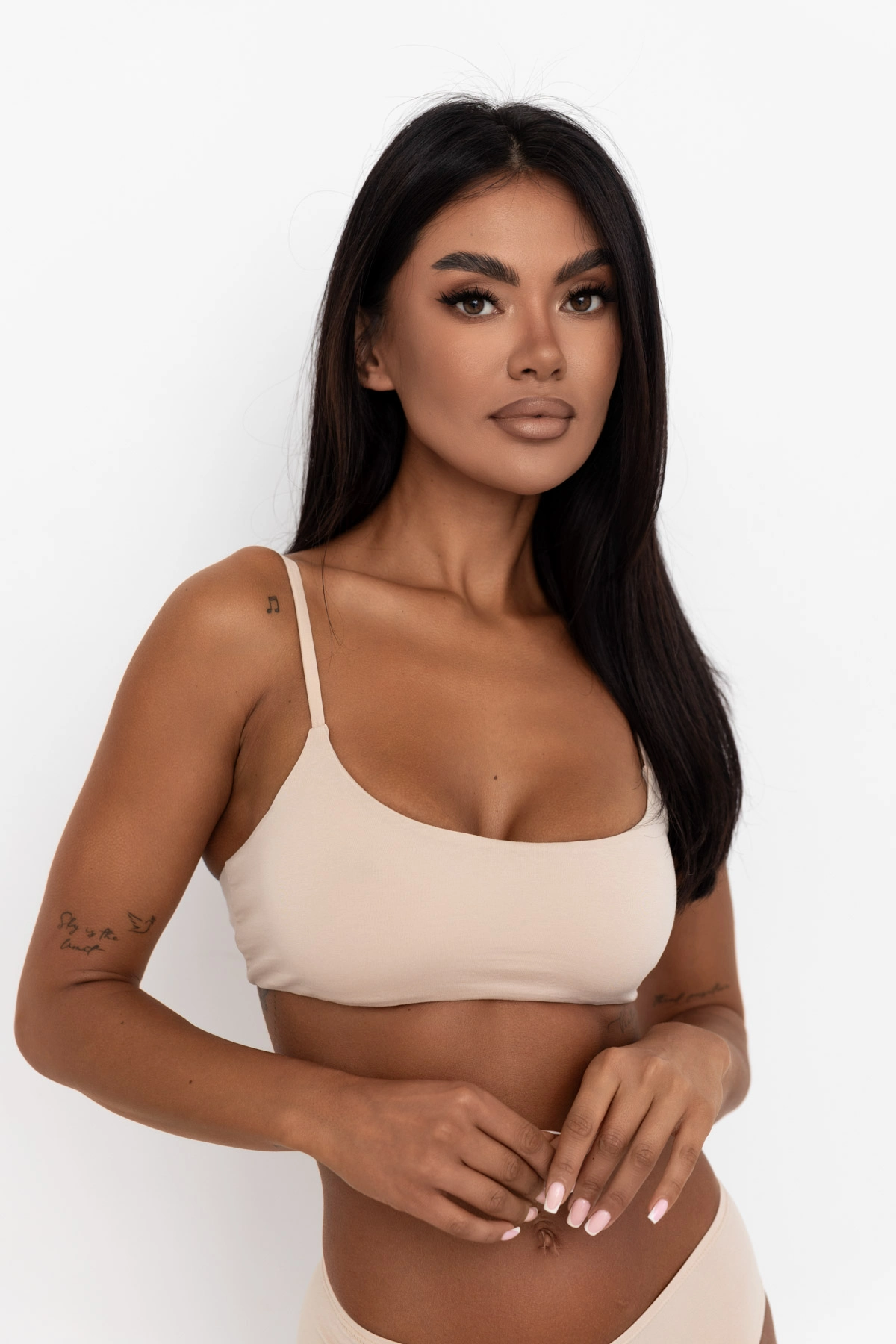 Aya Bralette Sand - biustonosz miękki bawełniany beżowy